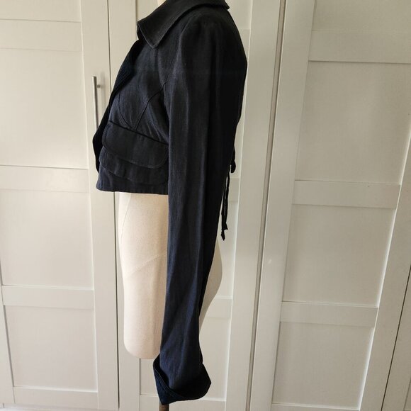 Hache Navy Blue Cropped Blazer Jacket size 44 (made in Italy) US 8 - Picture 10 of 12